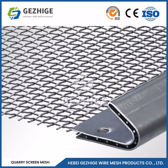 Gezhige High Tensile 65mn 45# Manganese Steel Iron Wire Woven Quarry Rock Square Hole Crimped Wire Mining Screen Mesh